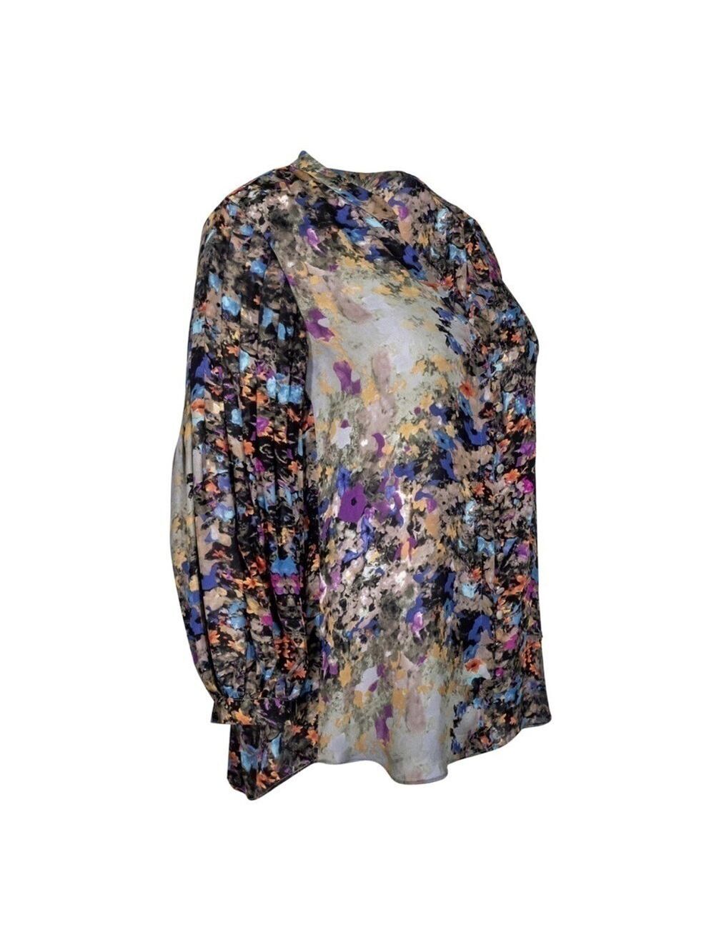 Parker Abstract Floral Print Silk Blouse - Picture 3 of 12
